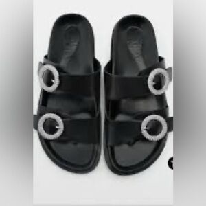 Zara Black Sandals with Silver Buckles